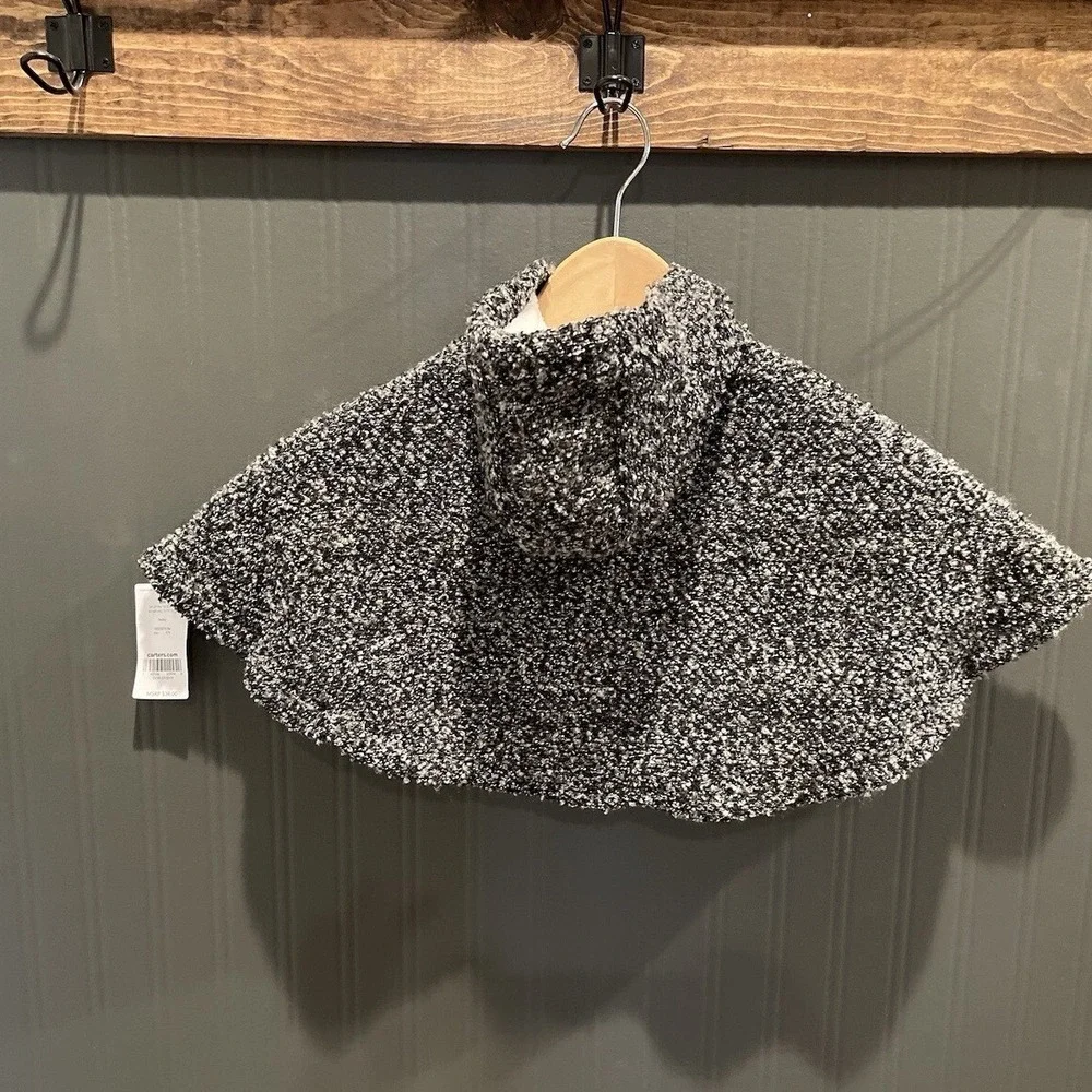 Carters Baby Girls 6M Hooded Poncho Faux Fur Lined NWT shawl cape coat outerwear